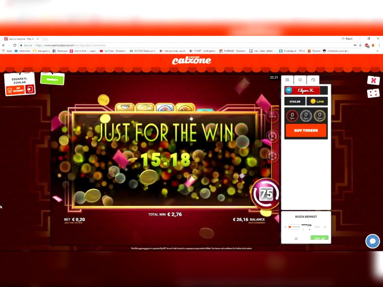 $415 Tournament at Come On Casino