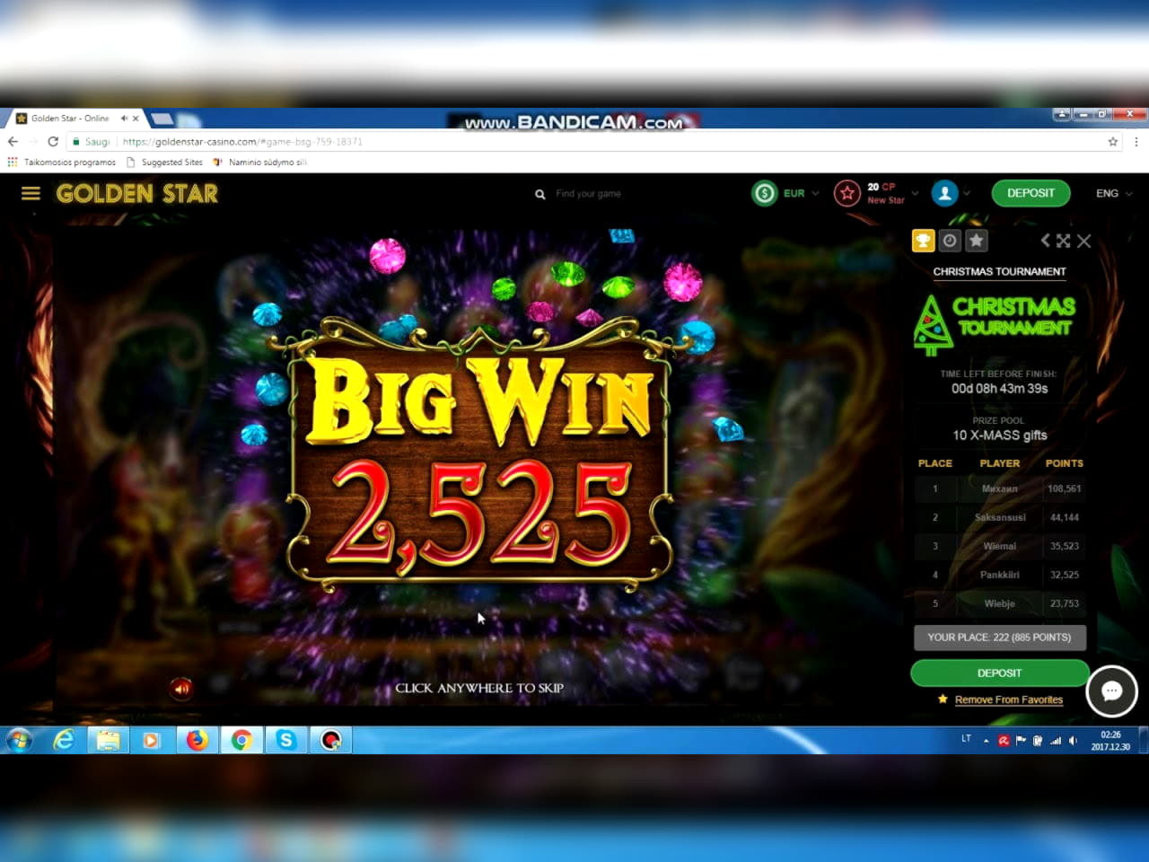 265 free casino spins at Canada Casino 