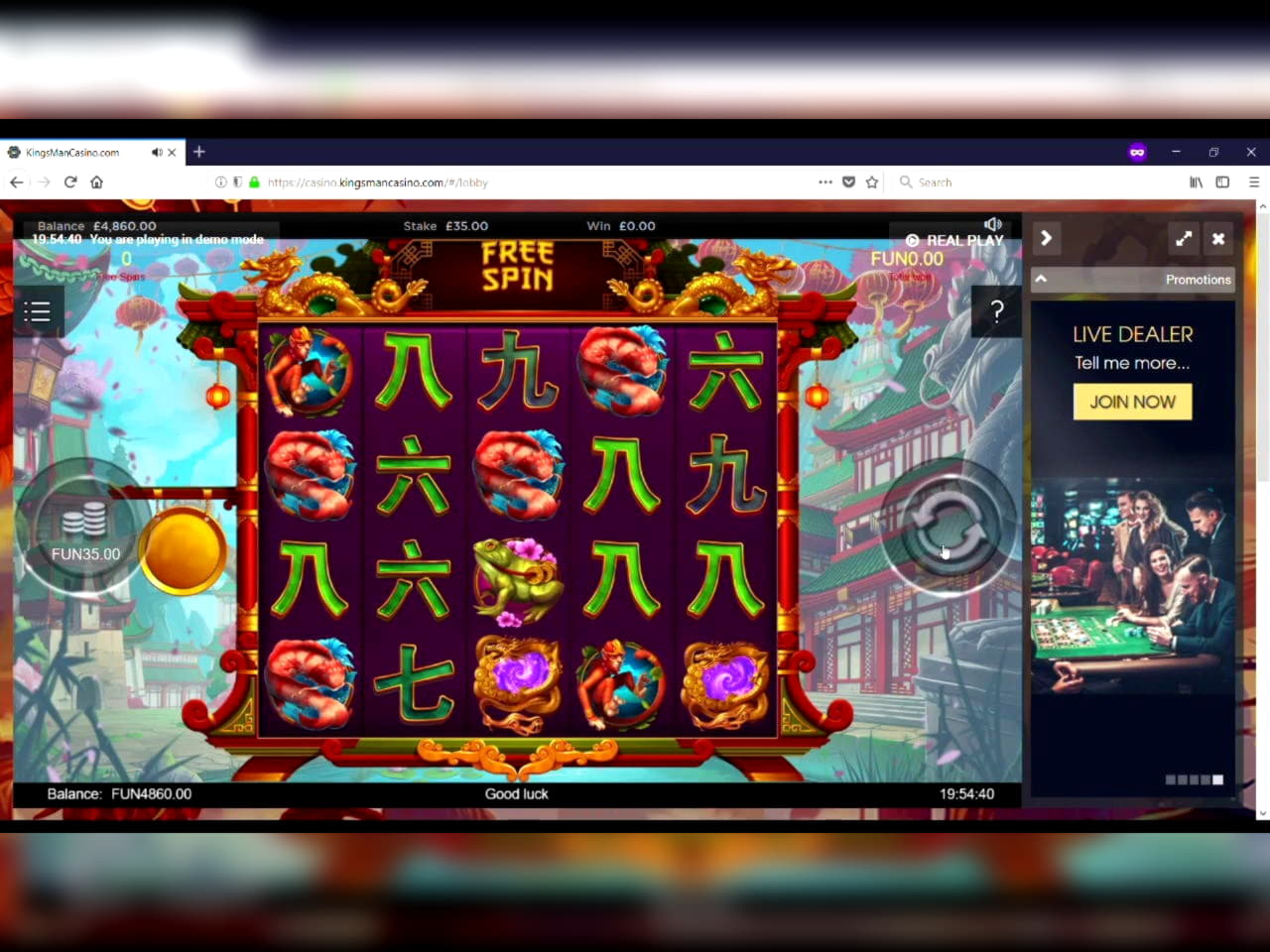 Eur 125 FREE Chip at London Casino 