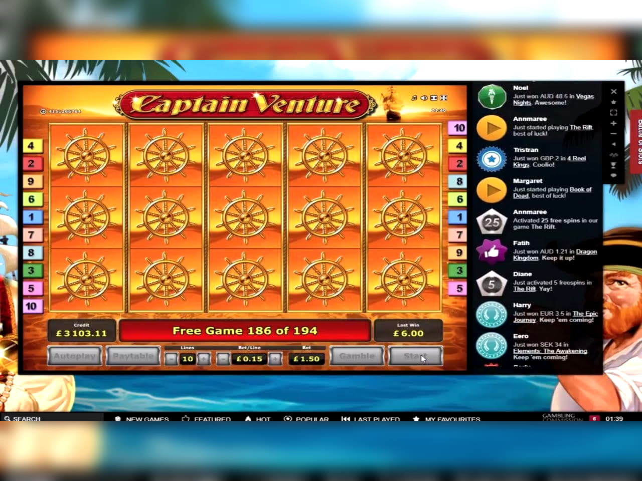 240% Match bonus casino at Royal Panda Casino