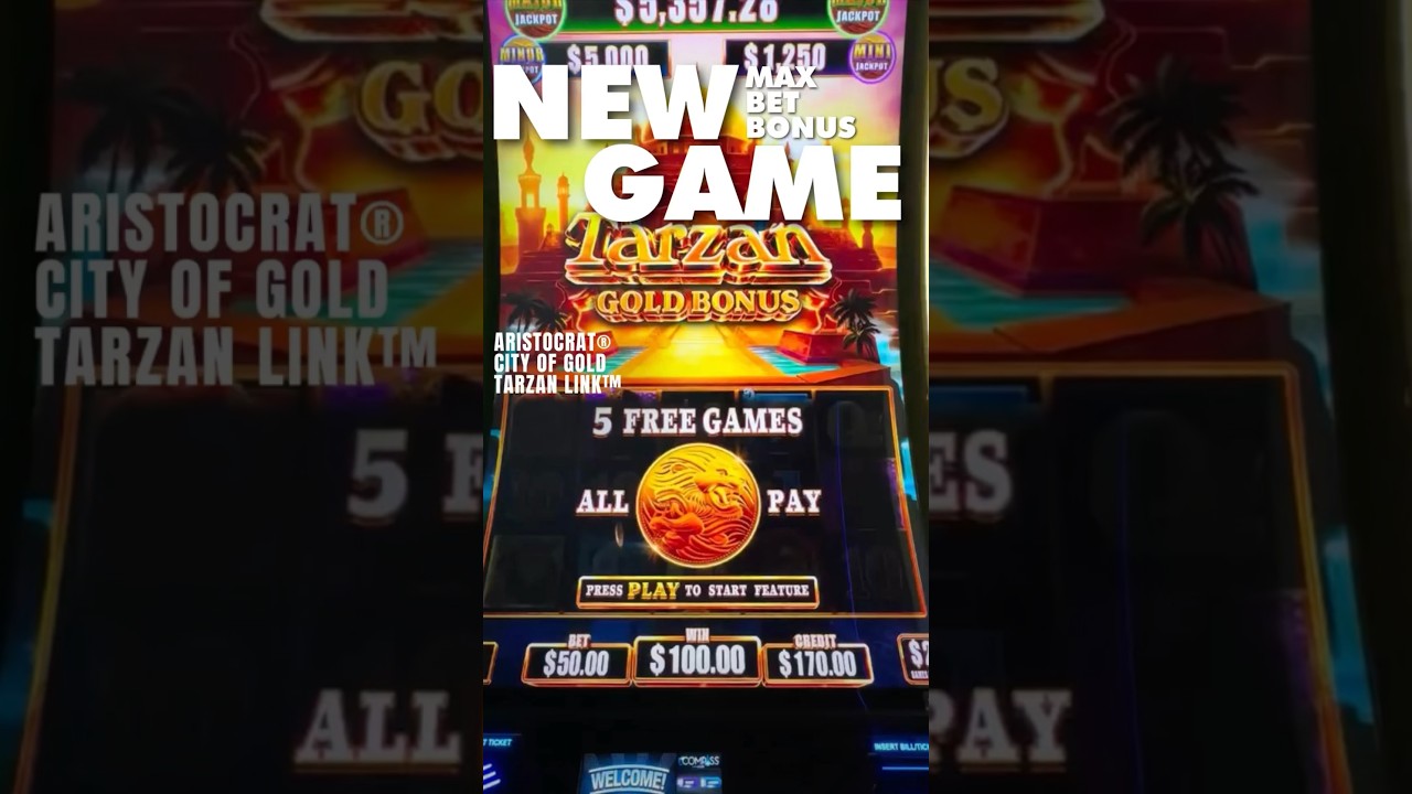 MAX BET BONUS ON THE NEW CITY OF GOLD TARZAN LINK SLOTMACHINE AT THE EMERALD ISLAND CASINO!!! #fyp